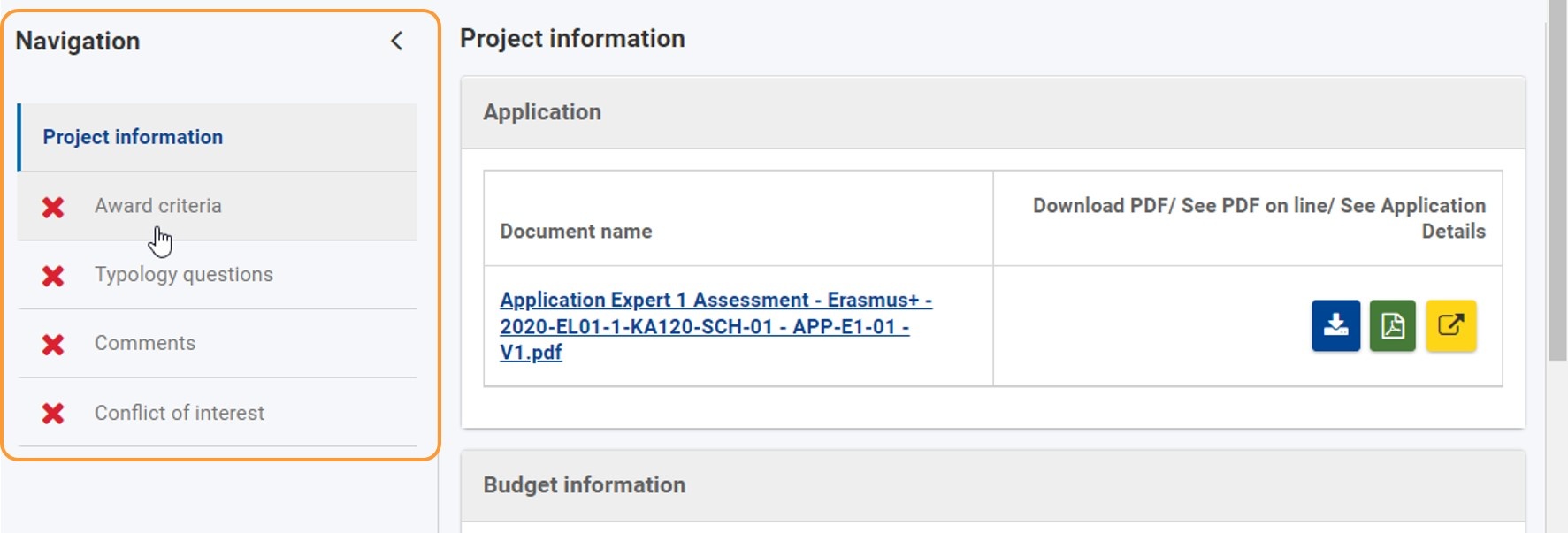 Use the Navigation panel to access the sections of the assessment