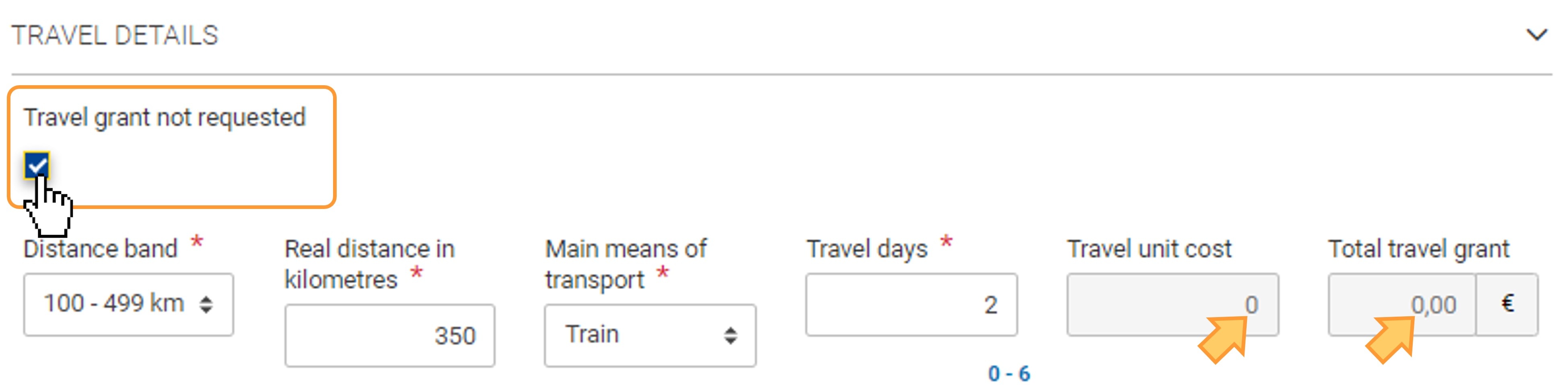 Travel grant not requested flag